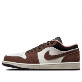 Nike Air Jordan 1 Low Tops Retro Basketball Sko Til Mænd Brun Hvid
