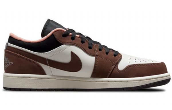 Nike Air Jordan 1 Low Tops Retro Basketball Sko Til Mænd Brun Hvid