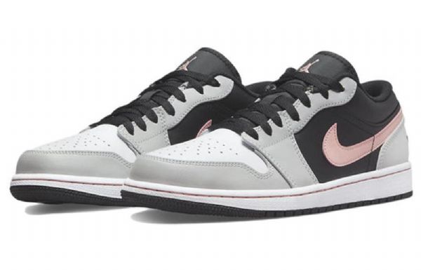 Nike Air Jordan 1 Low Tops Retro Basketball Sko Til Mænd Grå Koral