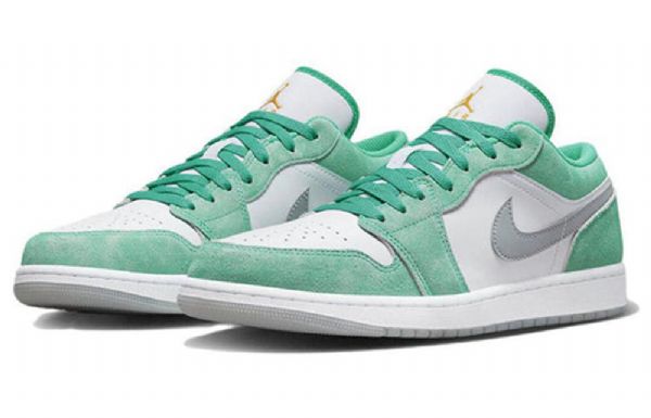 Nike Air Jordan 1 Low Tops Retro Basketball Sko Til Mænd Grøn Sort