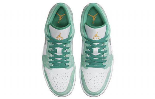 Nike Air Jordan 1 Low Tops Retro Basketball Sko Til Mænd Grøn Sort