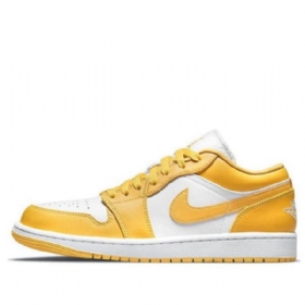 Nike Air Jordan 1 Low Tops Retro Basketball Sko Til Mænd Gul Hvid