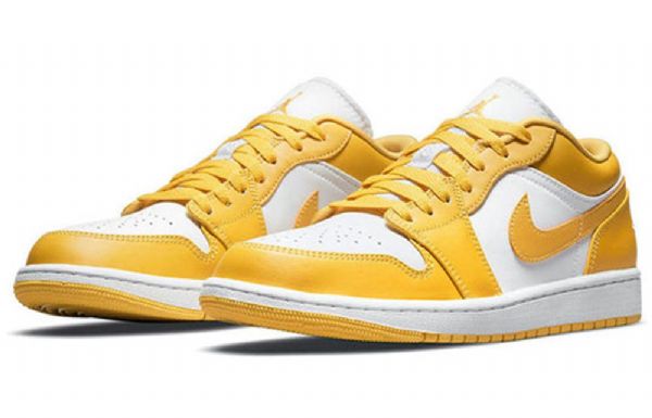 Nike Air Jordan 1 Low Tops Retro Basketball Sko Til Mænd Gul Hvid