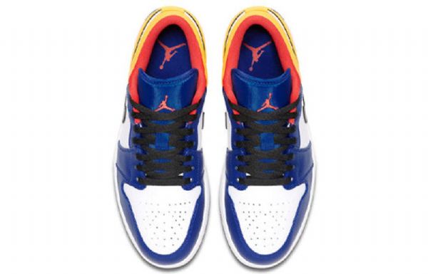 Nike Air Jordan 1 Low Tops Retro Basketball Sko Til Mænd Hvid Dyb Kongeblå Blå