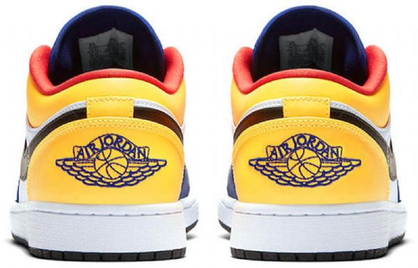 Nike Air Jordan 1 Low Tops Retro Basketball Sko Til Mænd Hvid Dyb Kongeblå Blå