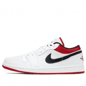 Nike Air Jordan 1 Low Tops Retro Basketball Sko Til Mænd Hvid Rød
