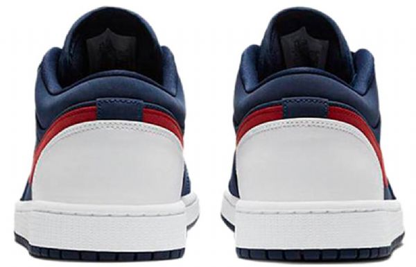 Nike Air Jordan 1 Low Tops Retro Basketball Sko Til Mænd Mørkeblå Hvid Rød