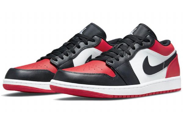 Nike Air Jordan 1 Low Tops Retro Basketball Sko Til Mænd Rød Sort Hvid