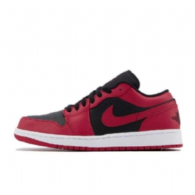 Nike Air Jordan 1 Low Tops Reverse Wide Sko Til Mænd Rød Hvid
