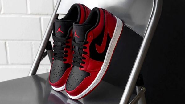 Nike Air Jordan 1 Low Tops Reverse Wide Sko Til Mænd Rød Hvid