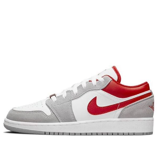 Nike Air Jordan 1 Low Tops Se Gs Basketball Sko Til Mænd Lysegrå Rød
