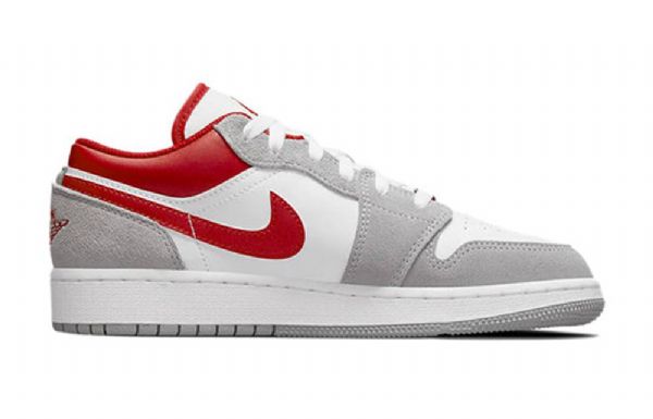 Nike Air Jordan 1 Low Tops Se Gs Basketball Sko Til Mænd Lysegrå Rød