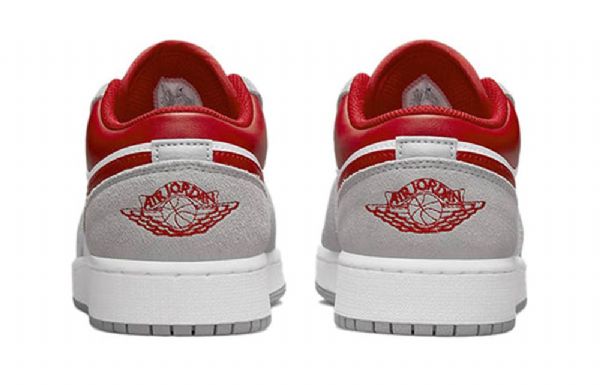 Nike Air Jordan 1 Low Tops Se Gs Basketball Sko Til Mænd Lysegrå Rød