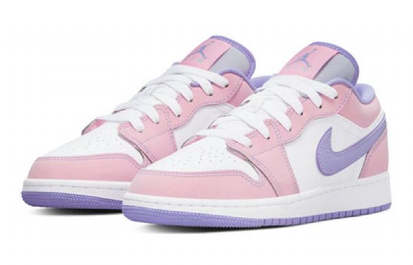 Nike Air Jordan 1 Low Tops Se Gs Basketball Sko Til Mænd Lyserød Lilla