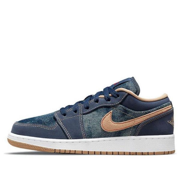 Nike Air Jordan 1 Low Tops Se Gs Retro Basketball Sko Til Mænd Mørkeblå Blå