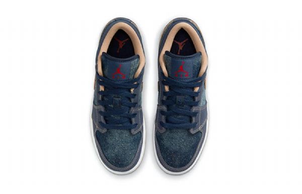 Nike Air Jordan 1 Low Tops Se Gs Retro Basketball Sko Til Mænd Mørkeblå Blå