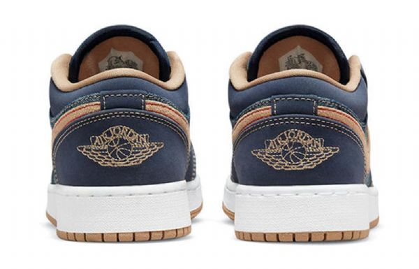 Nike Air Jordan 1 Low Tops Se Gs Retro Basketball Sko Til Mænd Mørkeblå Blå
