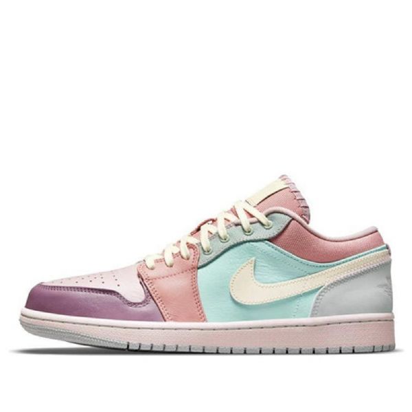 Nike Air Jordan 1 Low Tops Se Retro Basketball Sko Til Mænd Lyserød Lilla Grøn