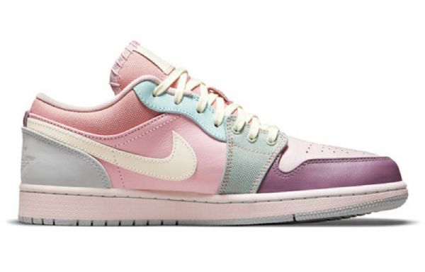Nike Air Jordan 1 Low Tops Se Retro Basketball Sko Til Mænd Lyserød Lilla Grøn