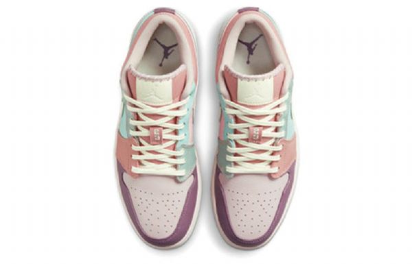 Nike Air Jordan 1 Low Tops Se Retro Basketball Sko Til Mænd Lyserød Lilla Grøn