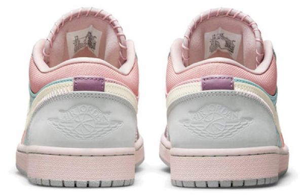 Nike Air Jordan 1 Low Tops Se Retro Basketball Sko Til Mænd Lyserød Lilla Grøn