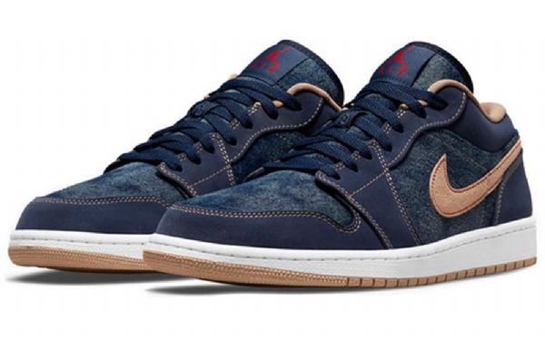 Nike Air Jordan 1 Low Tops Se Retro Basketball Sko Til Mænd Mørkeblå Blå
