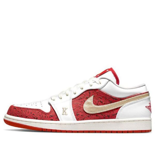Nike Air Jordan 1 Low Tops Se Retro Basketball Sko Til Mænd Rød Hvid