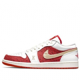 Nike Air Jordan 1 Low Tops Se Retro Basketball Sko Til Mænd Rød Hvid