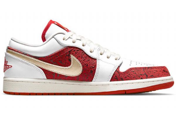 Nike Air Jordan 1 Low Tops Se Retro Basketball Sko Til Mænd Rød Hvid