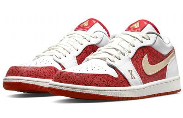 Nike Air Jordan 1 Low Tops Se Retro Basketball Sko Til Mænd Rød Hvid