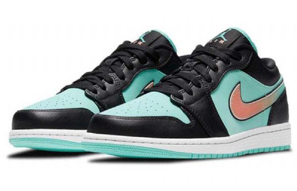 Nike Air Jordan 1 Low Tops Se Retro Basketball Sko Til Mænd Sort Turkis