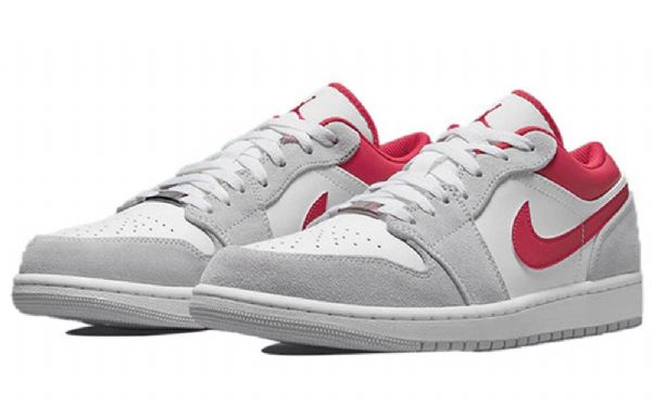 Nike Air Jordan 1 Low Tops Se Skatesko Til Mænd Lysegrå Rød