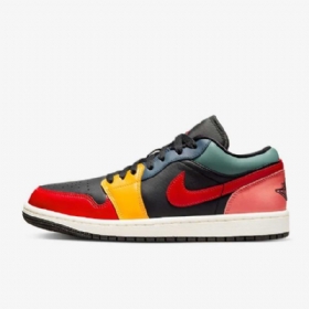 Nike Air Jordan 1 Low Tops Se Sko Til Damer Sort Blå Rød