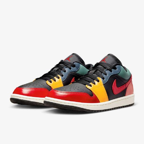 Nike Air Jordan 1 Low Tops Se Sko Til Damer Sort Blå Rød