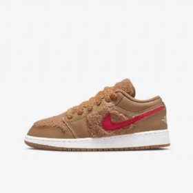 Nike Air Jordan 1 Low Tops Sko Til Børn Brun Lyserød Rød Blå