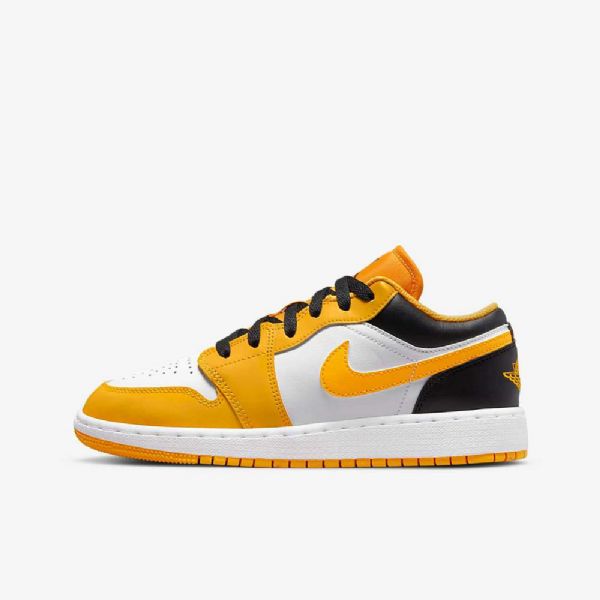 Nike Air Jordan 1 Low Tops Sko Til Børn Gul Hvid Sort