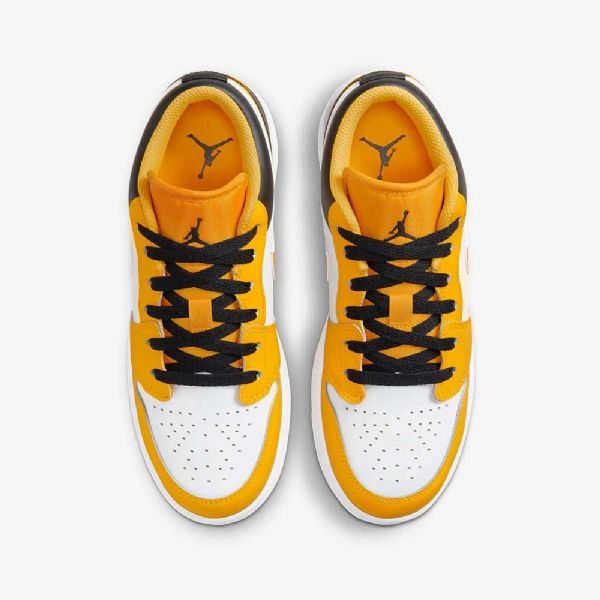 Nike Air Jordan 1 Low Tops Sko Til Børn Gul Hvid Sort