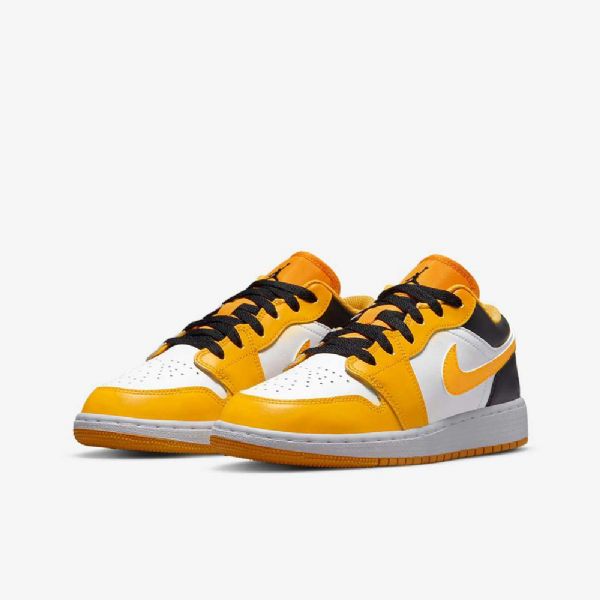 Nike Air Jordan 1 Low Tops Sko Til Børn Gul Hvid Sort