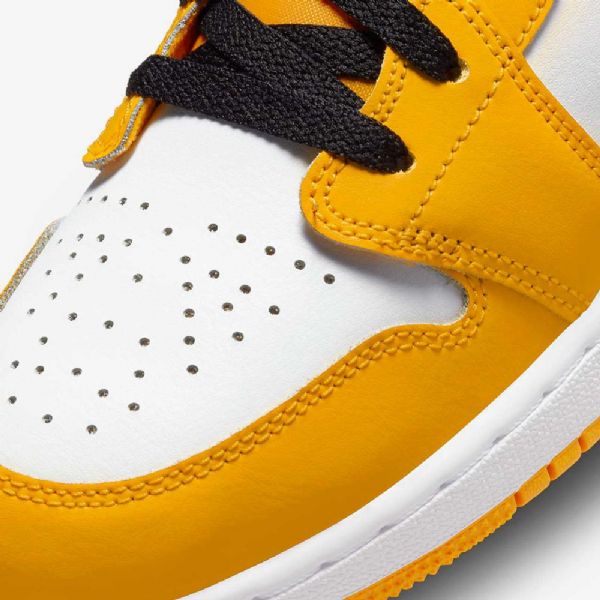 Nike Air Jordan 1 Low Tops Sko Til Børn Gul Hvid Sort