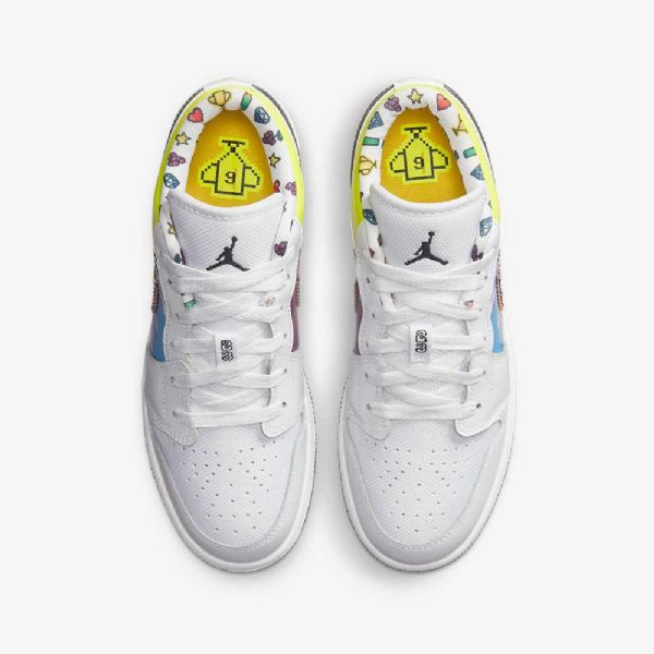 Nike Air Jordan 1 Low Tops Sko Til Børn Hvid Sort Citron Lyserød