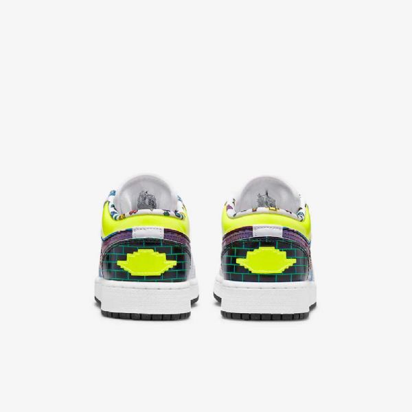 Nike Air Jordan 1 Low Tops Sko Til Børn Hvid Sort Citron Lyserød