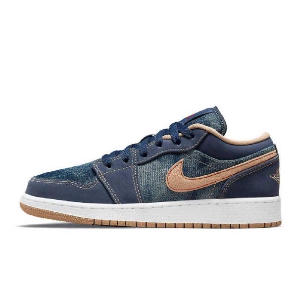 Nike Air Jordan 1 Low Tops Sko Til Damer Blå