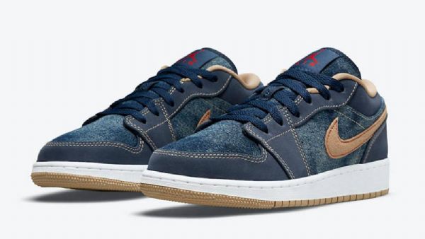 Nike Air Jordan 1 Low Tops Sko Til Damer Blå