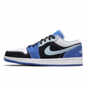 Nike Air Jordan 1 Low Tops Sko Til Damer Blå Sort Hvid