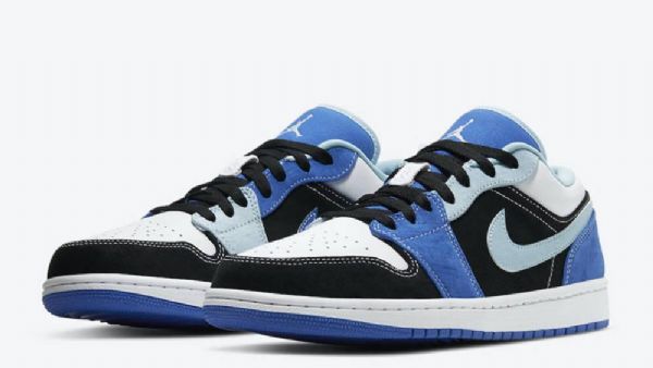 Nike Air Jordan 1 Low Tops Sko Til Damer Blå Sort Hvid