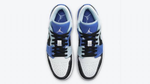 Nike Air Jordan 1 Low Tops Sko Til Damer Blå Sort Hvid