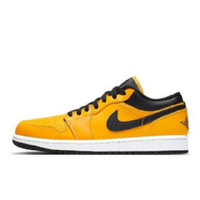 Nike Air Jordan 1 Low Tops Sko Til Damer Gul Sort