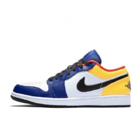 Nike Air Jordan 1 Low Tops Sko Til Damer Hvid Marineblå Gul