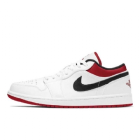 Nike Air Jordan 1 Low Tops Sko Til Damer Hvid Rød Sort