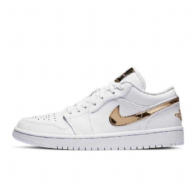 Nike Air Jordan 1 Low Tops Sko Til Damer Hvidguld